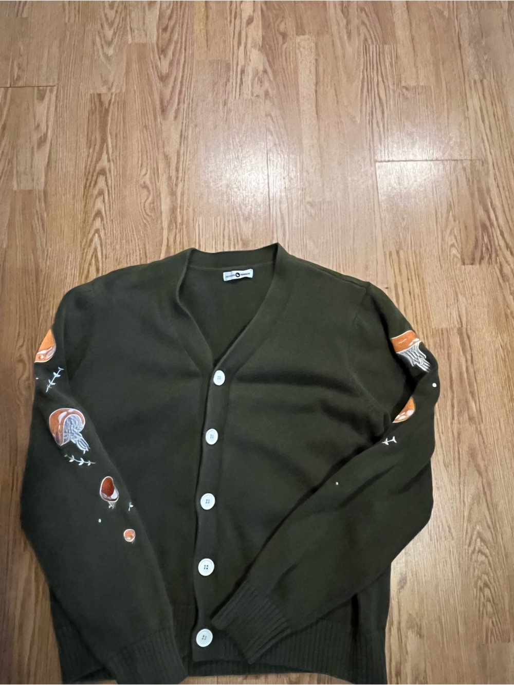 Carmico mushroom olive green cardigan unisex size medium
